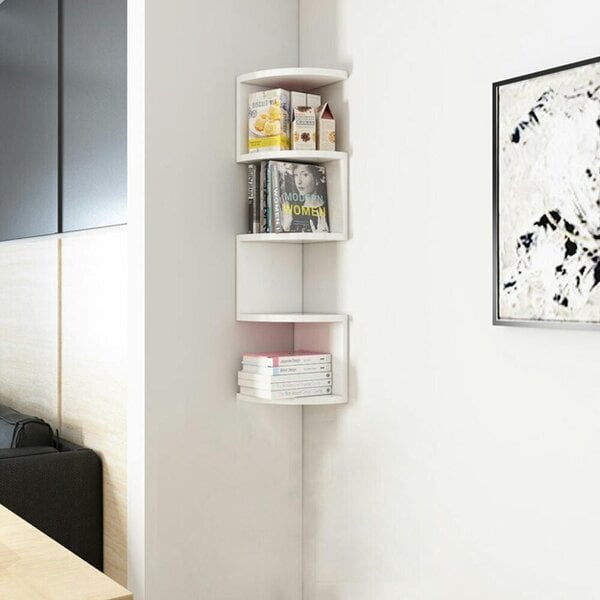 Havendro 5 Tier Floating Corner Shelves Wooden Storage Display Shelf Units Wall Mount