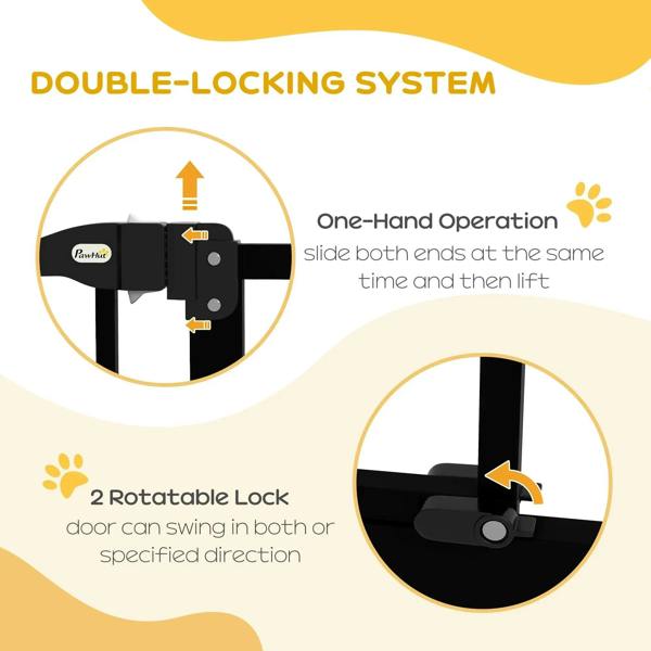 Black pressure-fit gate lock system with sliding latch and rotatable lock plates