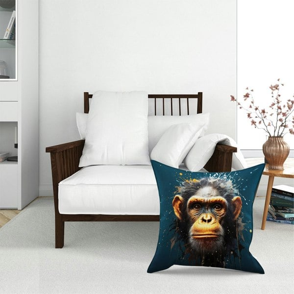 Warren Reed Splashart Realistic Monkey Face Floor Cushion