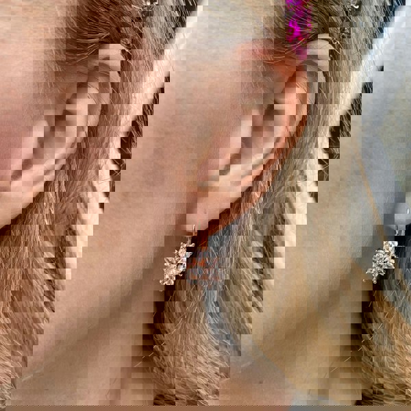 diamante earrings floral earrings rose gold earrings