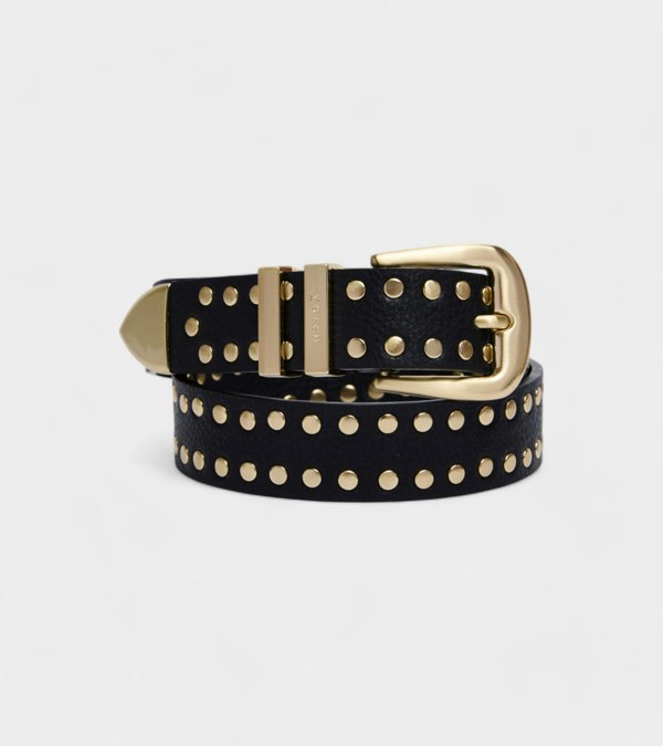 Votch Ayla Vegan Bio-Based Bamboo Western Studded belt in black