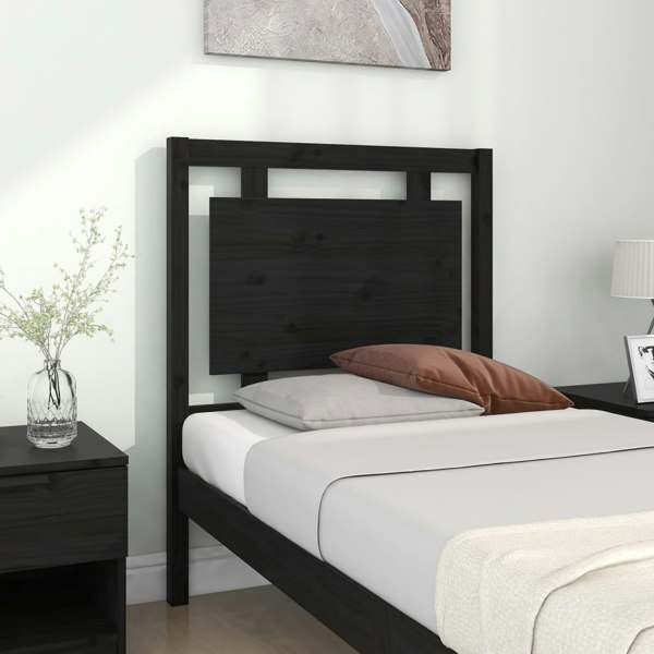 Berkfield Bed Headboard Black 80.5x4x100 cm Solid Pine Wood