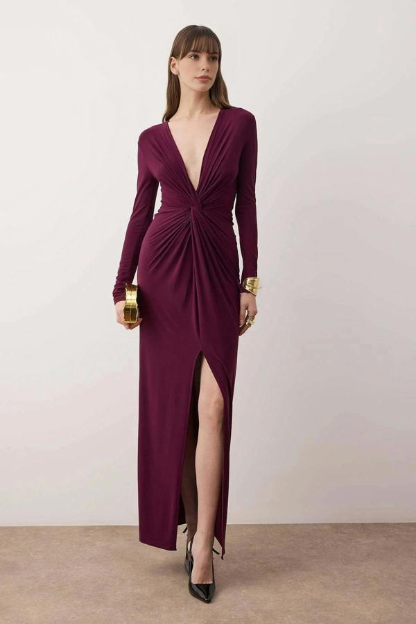 WOVCOR Double-Breasted Maxi Elegant Evening Dress