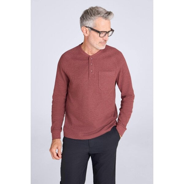 Mountain Warehouse Mens Selby Waffle Henley T-Shirt - Burgundy