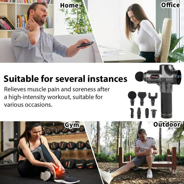 Dyzi Handheld Muscle Massage Gun for Pain Relief 6 Heads Body Massager Deep Tissue Percussion Massager