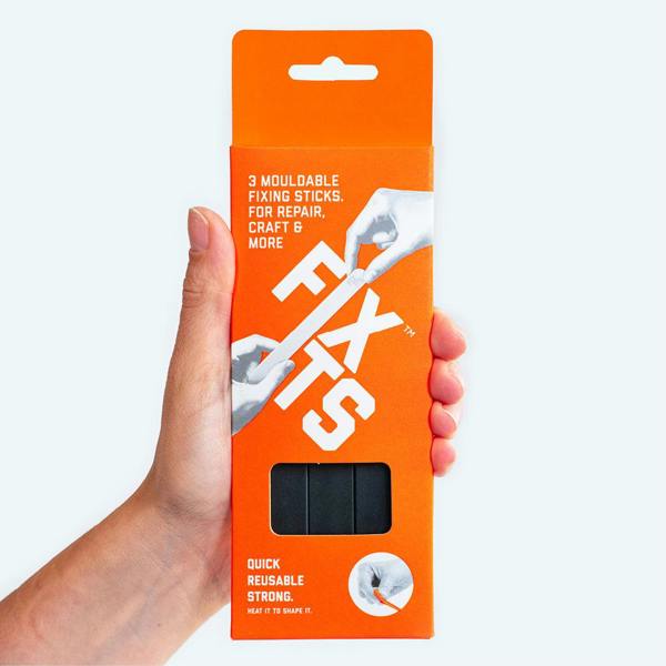 FixIts Pack of 3 Mouldable Fixing Sticks (Reusable Fixing Putty) - black