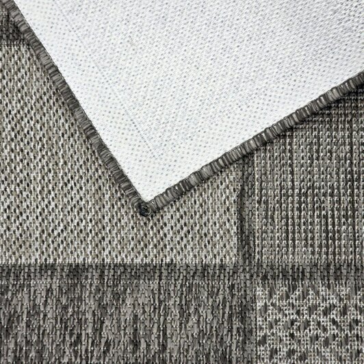 Viva Rugs Taupe Brown Check Runner Rug Non-Slip Flat Weave Kitchen Hallway Carpet