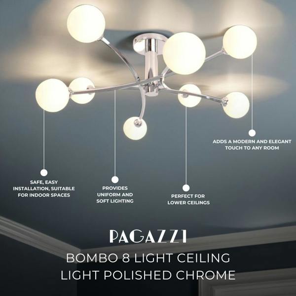 Pagazzi Lighting Bombo 8 Light Ceiling Light Polished Chrome