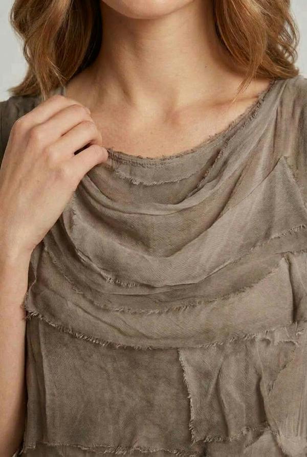 Brown | Semi Sheer Texture Tiered Short Dress