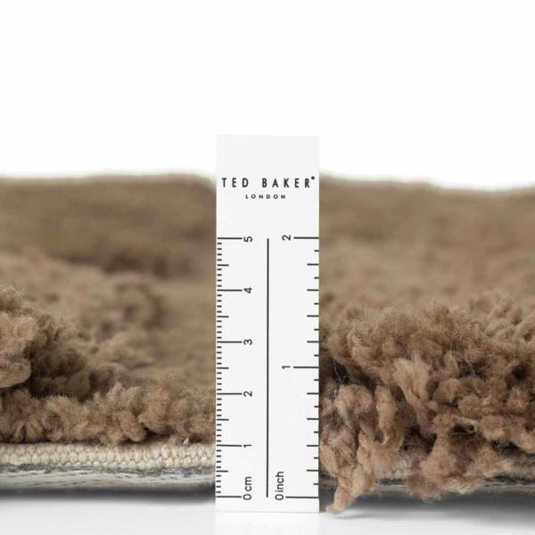Brown carpet texture with a ruler and 'Ted Baker London' branding