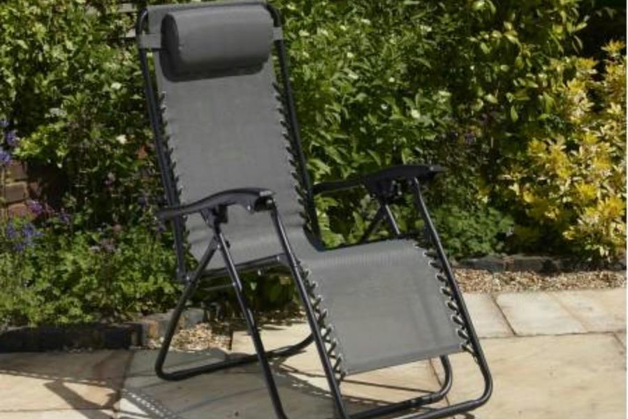 Grey Garden Relaxer Chair - Adjustable Reclining Lounger with Padded Headrest The Garden Furniture Shop