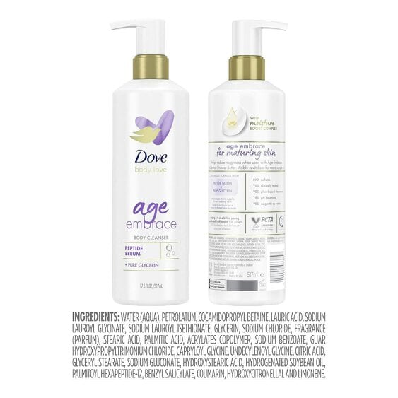 Dove Body Love Age Embrace Body Cleanser with Peptide Serum & Glycerin, 3x517ml