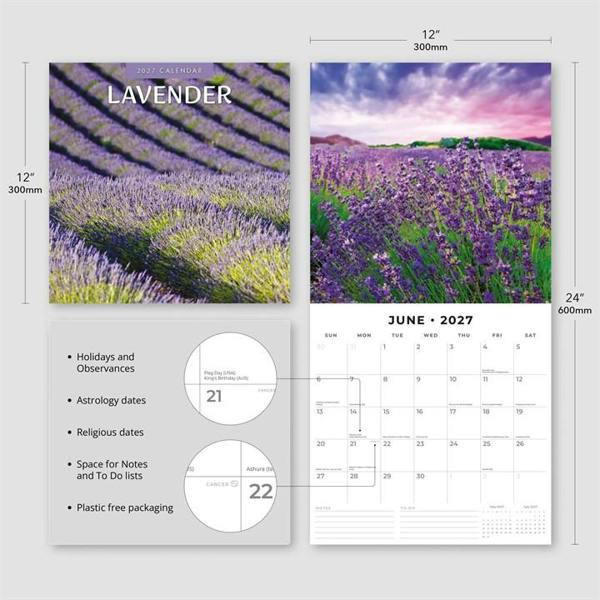 Lavender Calendar 2027, Wall Calendars, Month To View, Natural World, Gift