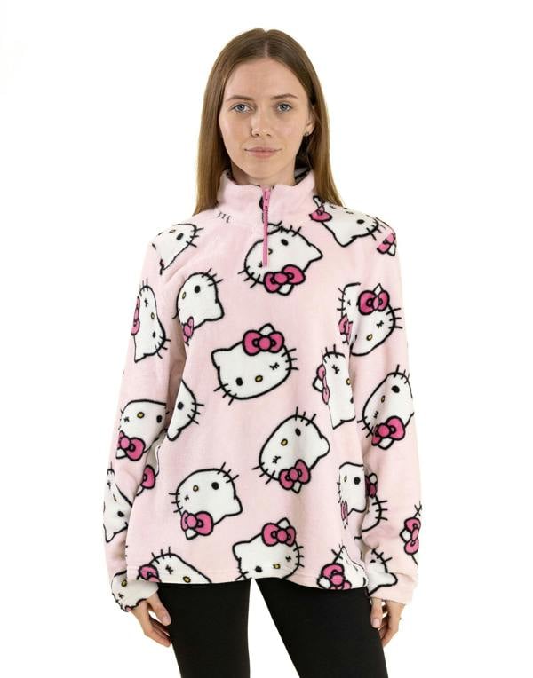 Vanilla Underground Hello Kitty Womens Pink Faces Jumper