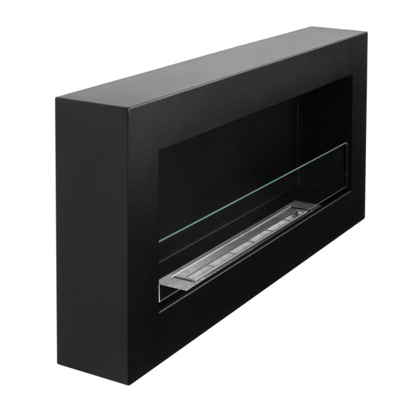 BIOFireplacesGMT Biofireplace Modern Wall Mounted Fireplace 900x400 Black Structural Matt with Glass