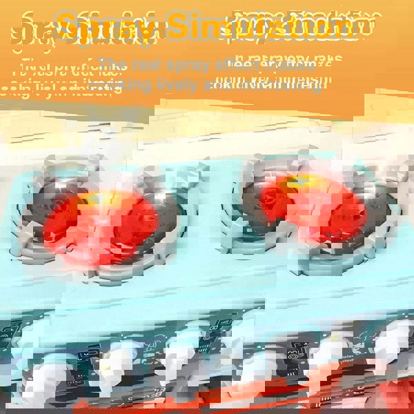 deAO Toys Kids Kitchen Playset with Sound, Lights, Steam Boil Effects Pretend Play Kitchen Set Role Play Toys with Kitchen Accessories