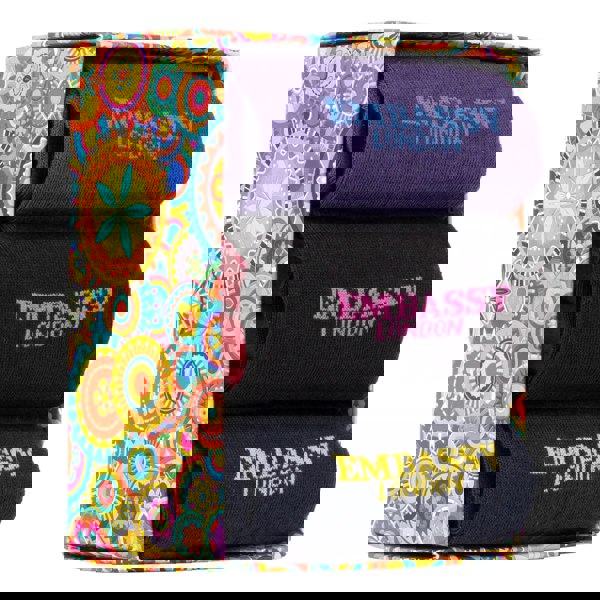 Embassy London Socktopus - Embassy Mix - Women's 3 pack cotton socks size UK 3 to 7 in brand emblem