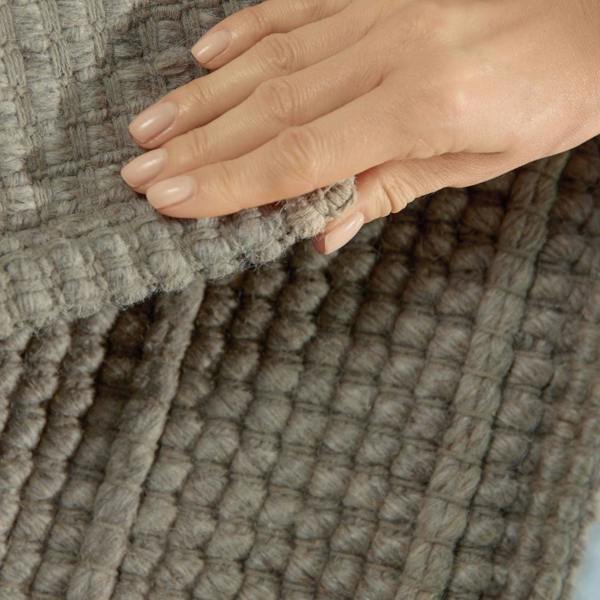 Camden Wool Parker Rug Grey, heat-insulting, striped textured design.