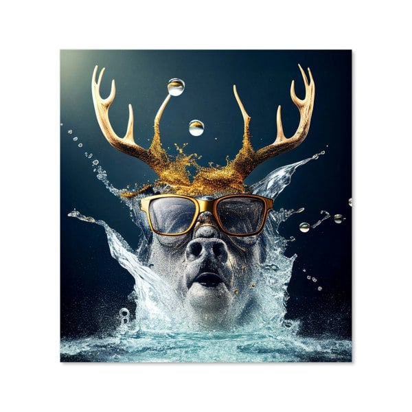 Warren Reed - Designer Stag With Glasses Splashart Kitchen Splashback