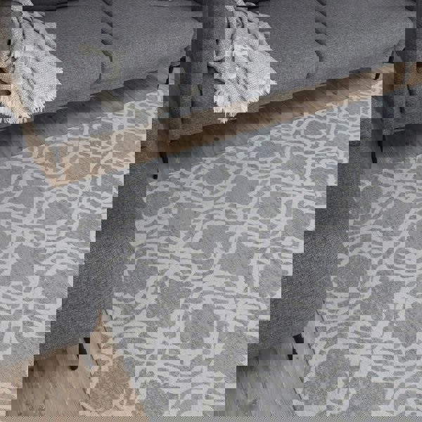 Machine Washable Flatweave Moroccan Rug Grey