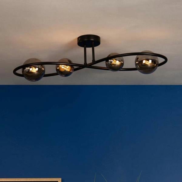 Pagazzi Lighting Lena 4 Light Semi Flush Ceiling Light Black