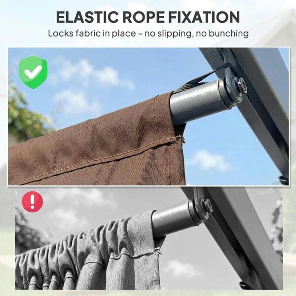 Retractable Pergola Cover, 2.55 x 2.5 m Replacement Canopy Fabric for 3 x 3 m Frame, Roof Top Only, Brown