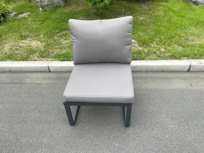 Fimous Aluminum Outdoor Garden Furniture Armless Sofa Chair With Seat And Back Cushion Dark Grey