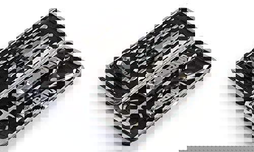 KAV Black leather Pedicure Kit, Nail Clippers, Professional Grooming Kit, Nail Tools with Luxurious Travel Case, Set of 12