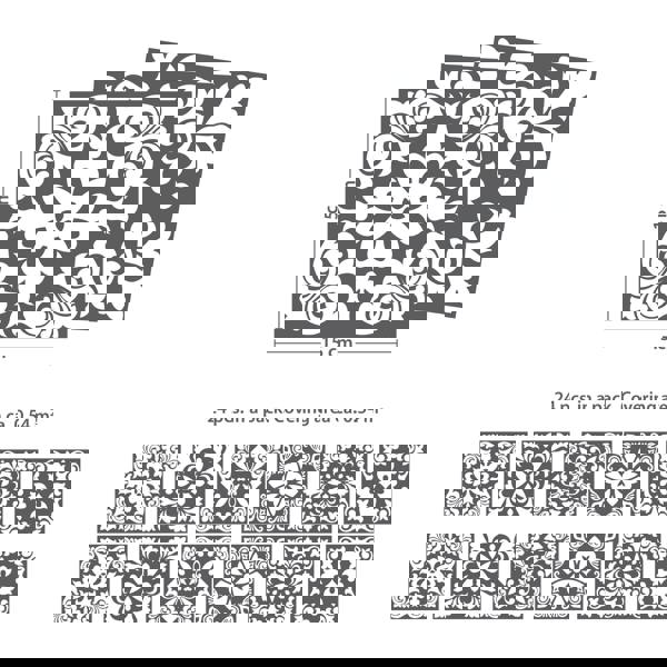 WT1542 - Dark Grey Spanish Renaissance Tiles Wall Stickers - 15 cm x 15 cm - 24 pcs