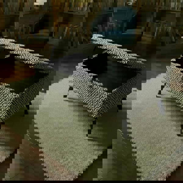 Luxury embossed storage footstool with memory foam cushion and solid wooden legs