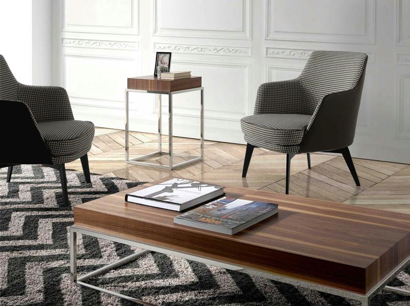 Angel Cerdá Black and White Fabric and Chocolate Brown Leatherette Armchair 5011