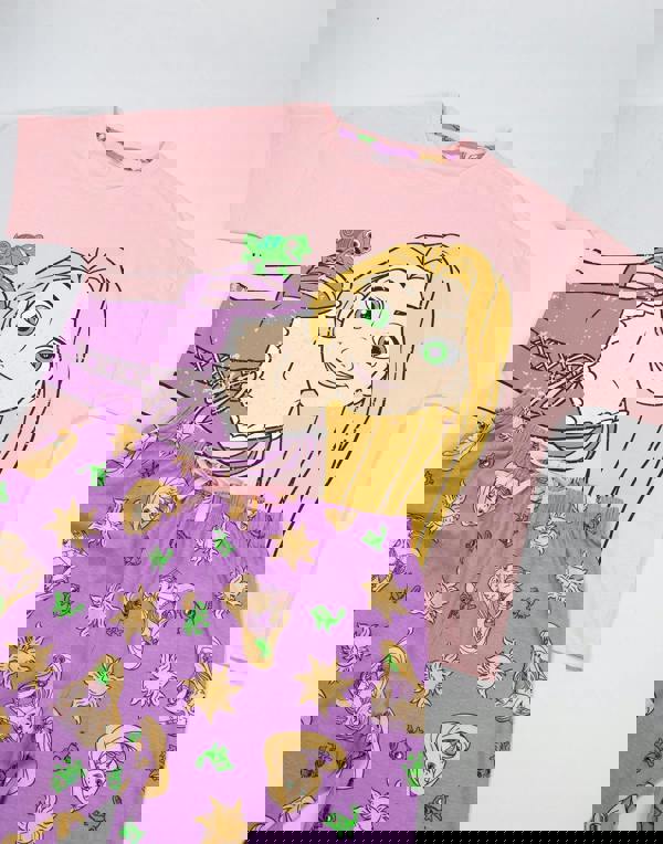 Disney Womens Pink Tangled Short Sleeve Long Leg Pyjama Set