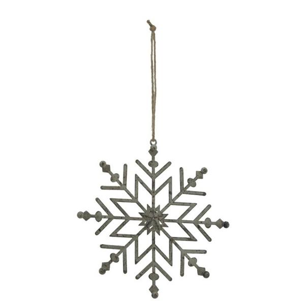 Hill Interiors Rustic Snowflake Christmas Hanging Decoration - White - 