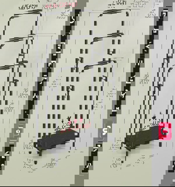 Modcraft Freestanding 3-Bar Towel Rack with Hooks & Storage Shelf, Ink Black, 50x30x100 cm