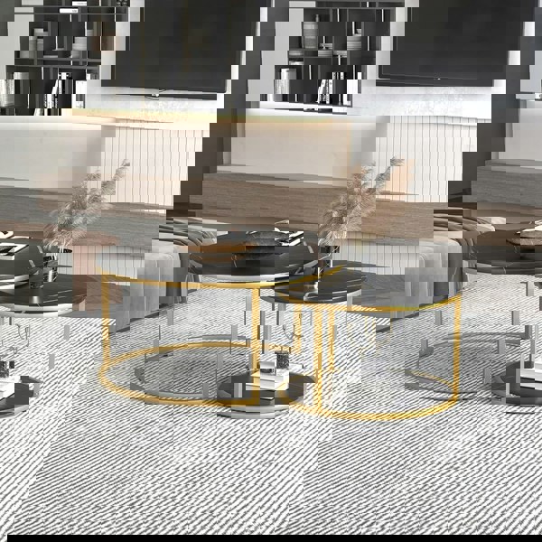 Havendro Nesting Coffee Tables Set of 2 Round Stacking Sofa Side Tables for Living Room