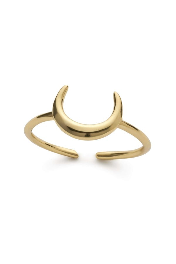 Dainty Moon 14K Gold Stacking Ring - Rings - Elk & Bloom