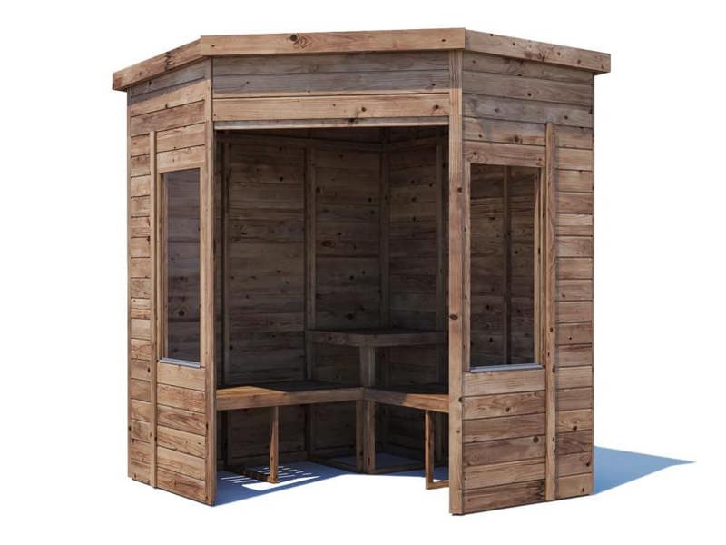 Dunster House Garden Corner Arbour with Glazed Panels, W1.8m x D1.8m / W6' x D6', Pressure Treated, Apocallipo