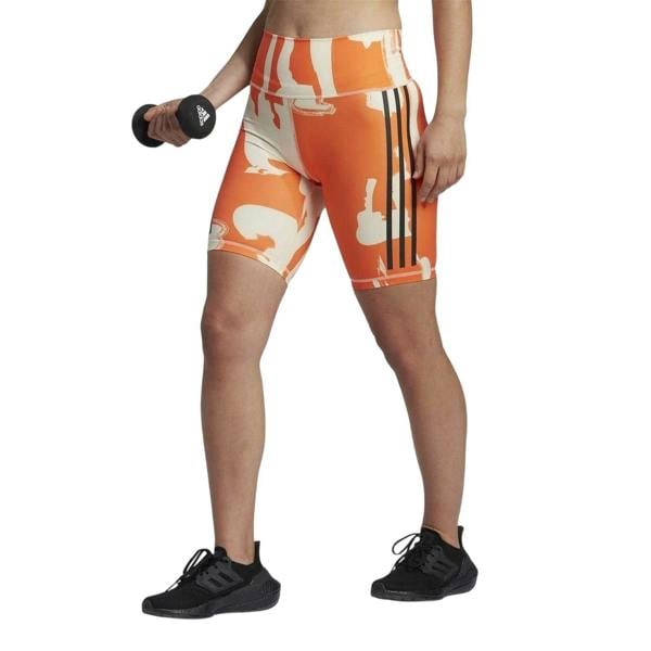Adidas Womens/Ladies Thebe Magugu Striped Cycling Shorts - Orange/Beige - 