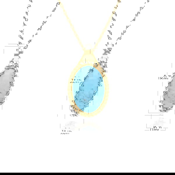 Gemondo Classic Oval Turquoise Pendant Necklace in 9ct Yellow Gold