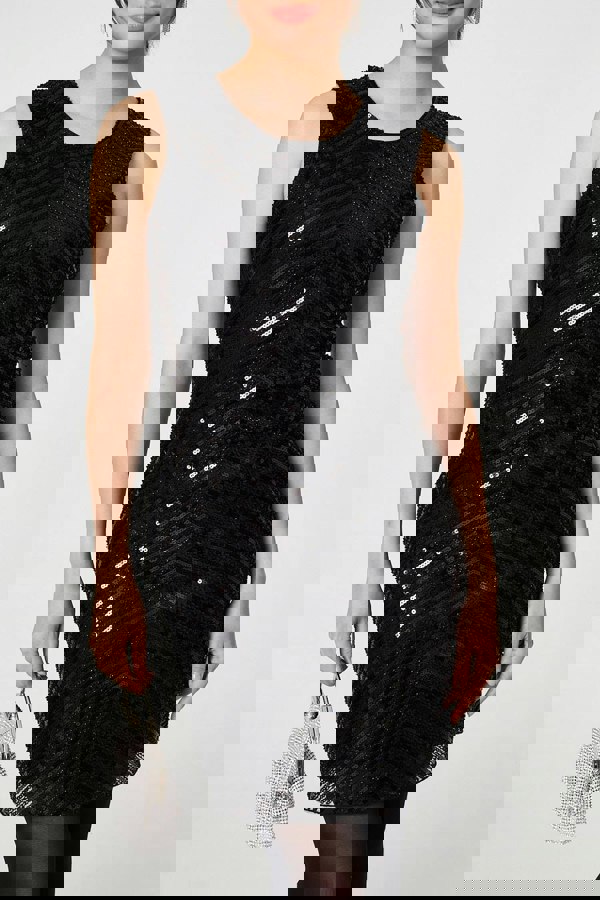 Black | Sequin Detail Sleeveless Mini Shift Dress
