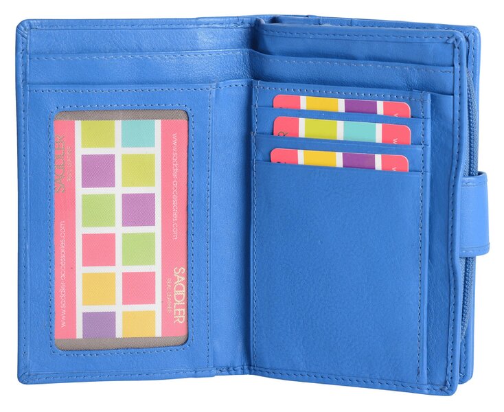 SADDLER GEORGIE Leather Double-Sided Purse - 13 Card Slots, Generous Space for Notes and Coins - RFID Protected