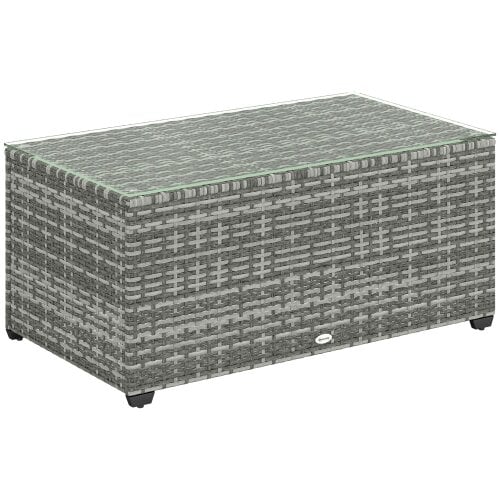 Wyld Haus Vimi 90cm Rattan Light Grey Glass Top Side Table