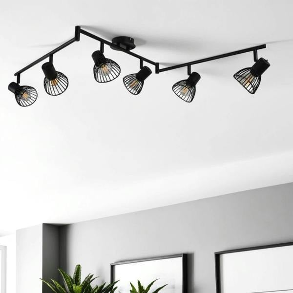 Pagazzi Lighting Narciso 6 Light Split Bar Black Ceiling Light