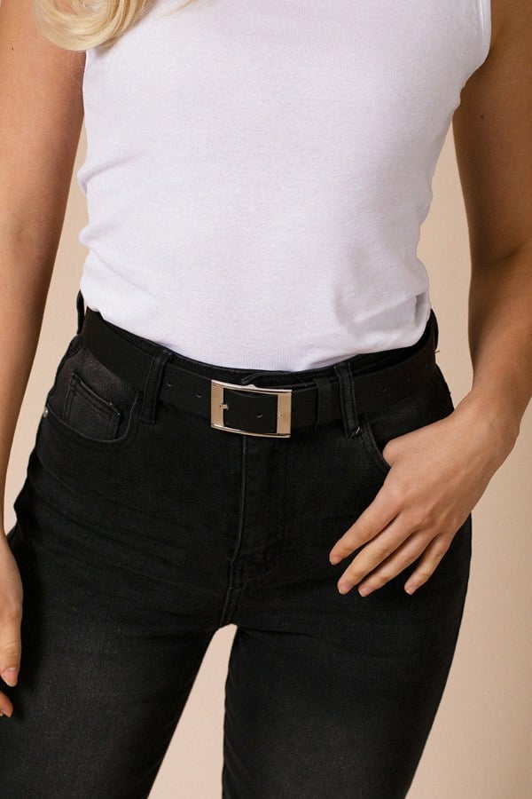 SVNX Silver Square Buckle Belt In Black