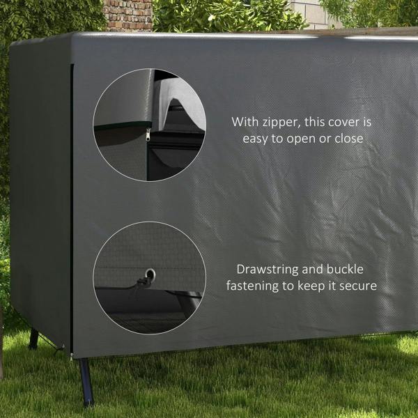 Dark grey swing chair bench cover with zipper access and drawstring buckle fastening