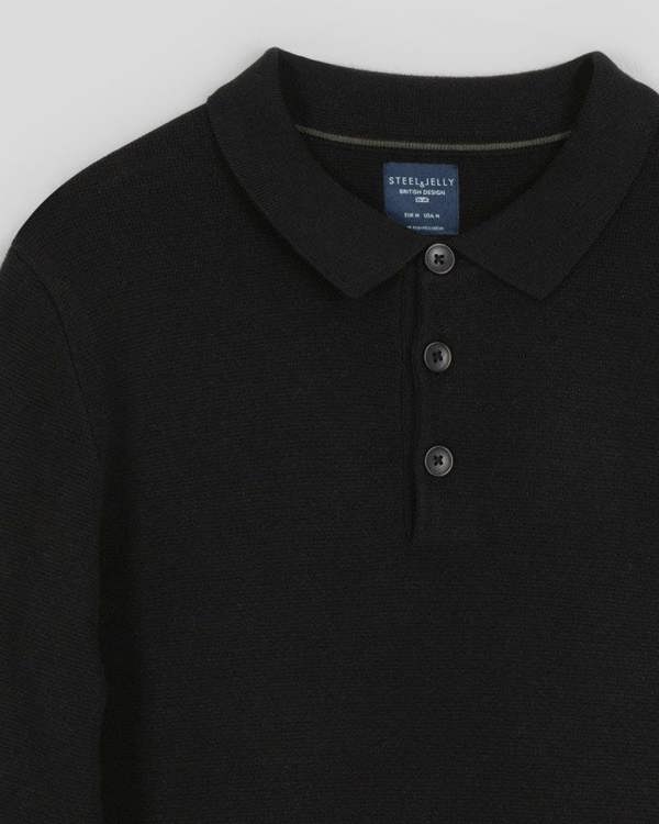 Steel & Jelly Heavy Milano Knit Long Sleeve Polo Shirt