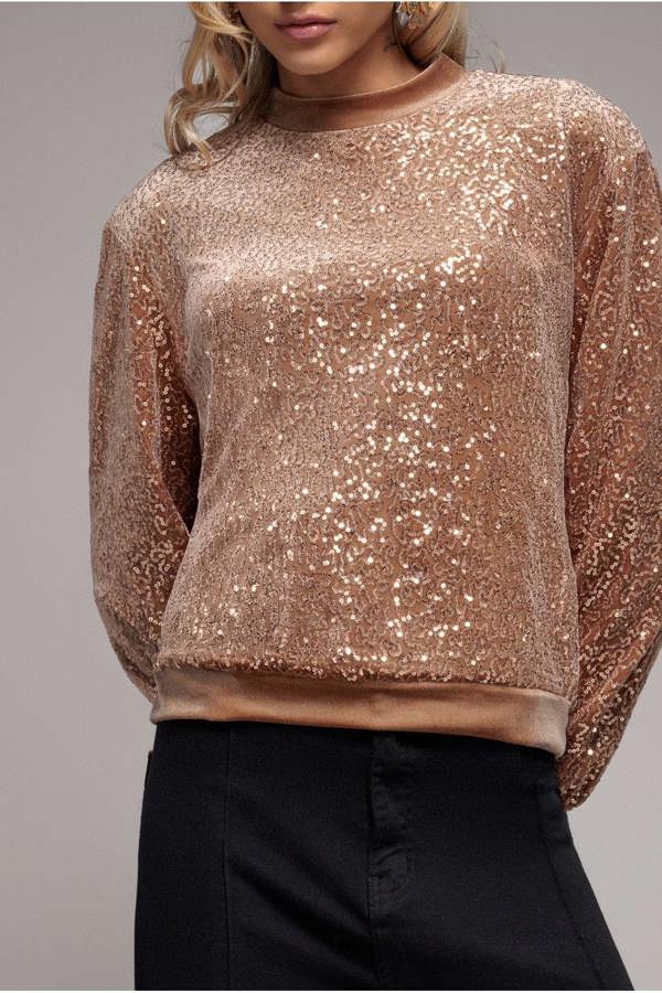 Sequin Velvet Jumper - Champagne T199