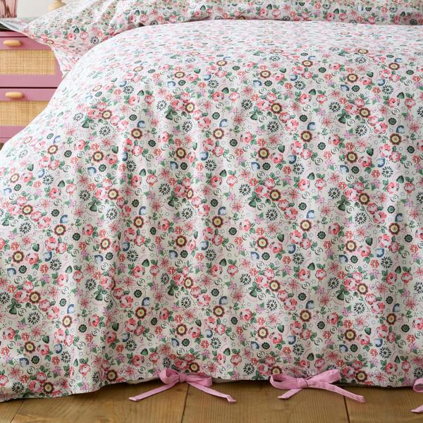 Cath Kidston Pearly Queen Ditsy Reversible Cotton Duvet Cover Set Pink