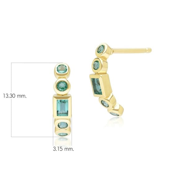 Gemondo Classic Emerald Half Eternity Hoop Earrings in 9ct Yellow Gold