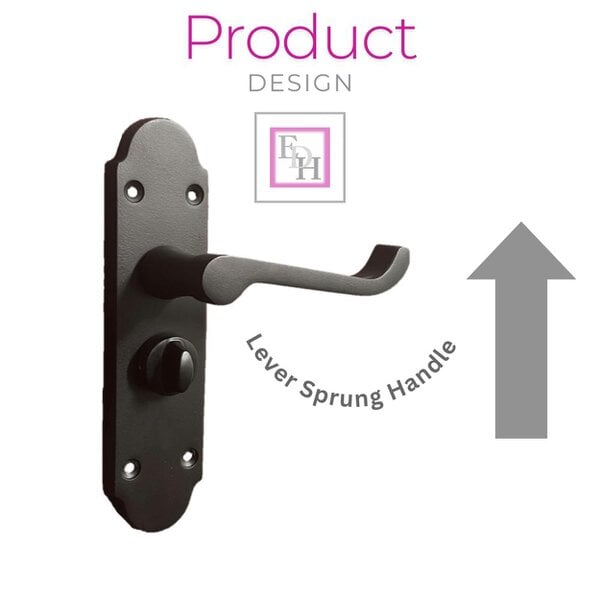 Matt Black Door Handles Set (Privacy Lock) 1 Sets. Victortian Style Door Handles